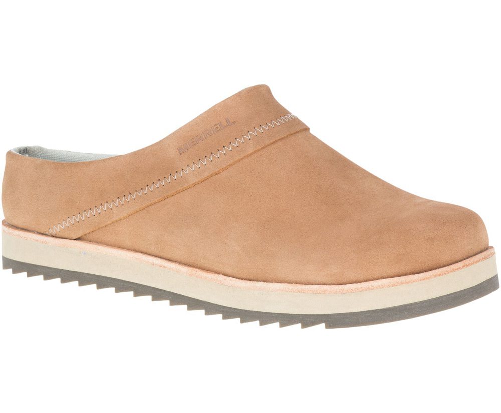 Merrell Slip Ons Khaki - Juno Clog Suede - Womens 62AWEQIHC